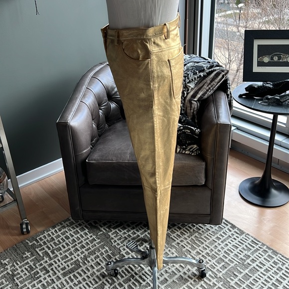 Sandro Orne Gold Metallic Cropped Leather Pants Size 36 FR / 4 US - Picture 6 of 15